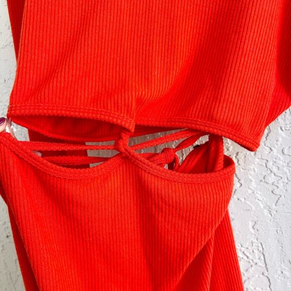 LNA Maaz sweater midi dress tomato red small new with tags - Picture 5 of 9